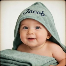 Personalised  Embroidered Baby Hooded Towel, 100% Cotton