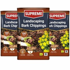 100L Bark Chippings Pack of 3 Decorative Garden Mulch Weed Control Bark