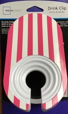 Mainstays Drink Clip Holder for Beach Lounge Chair Pink Stripe Gift Plastic Wine