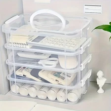 4-layer Transparent Plastic Storage Box Cover Partitioned Drawer Storage Box Bui