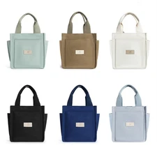 Canvas Handbag Large Top Handle Bag with Multiple Pockets Preat for Daily Use