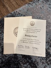 Jimmy Carter Presidential Inauguration 1977 Service Certificate