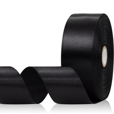 Black Ribbon 1-1/2 Inch x 60 Yards Satin for Crafts Gift Wrapping Decor