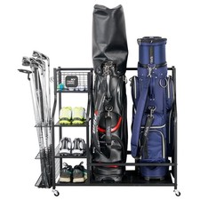 Golf Storage Garage Organizer,Golf Bag Storage Stand and Other Golfing Equipm...