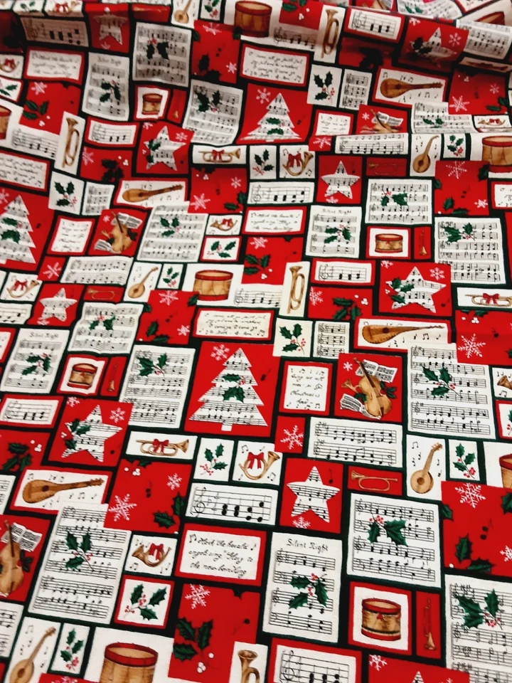 Fabric Traditions 3 yds x 44 CHRISTMAS Holiday Music Hollies 1997 - Image 4 of 4
