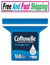 Cottonelle Fresh Care Flushable Wet Wipes, Adult Wet Wipes, 168 Wipes Per Pack
