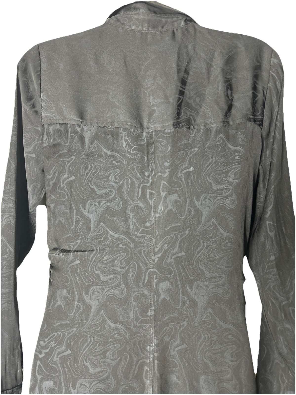 Halogen  Marbleized Black Button Down Shirt Dress… - image 6