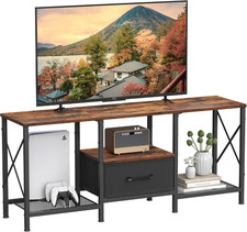 TV Stand with Fabric Drawer, Entertainment Center for 50 55 Inch TV, Industrial