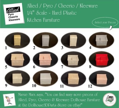 ALLIED / PYRO / CHERRIO / KLEEWARE Vintage Dollhouse Furniture, 1/4'' Scale