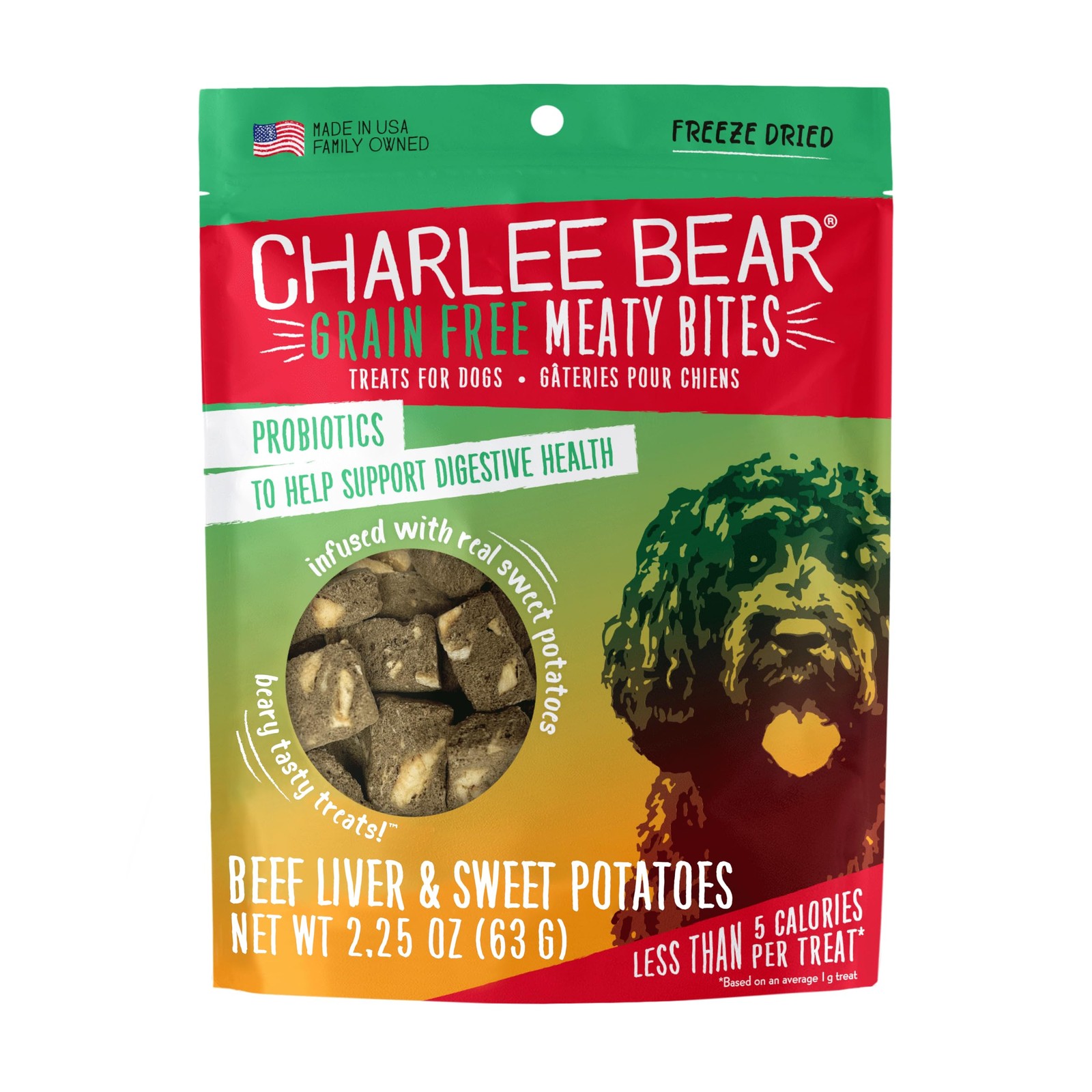 Charlee Bear Grain Free Meaty Bites Freeze Dried Dog Treats, Beef Liver and