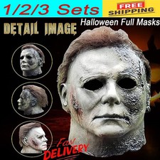 Michael Myers Mask Halloween Full Mask w/Blood Scary Horror Cosplay Costume Prop