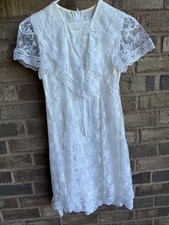 Vintage Jessica McClintock Bridal Flower Girl Dress Lace Ivory White Sz 8