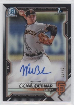 2021 Bowman Draft Chrome Pick Black Refractor 52/75 Will Bednar #CDA-WB Auto 0c6