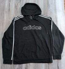 Adidas Hoodie Sweatshirt Black Three Stripes Logo Classic Womens Medium Pullover