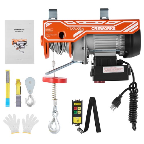 CREWORKS 500/1500/2500 lbs Electric Hoist Crane Winch f/ Garage Warehouse - Used