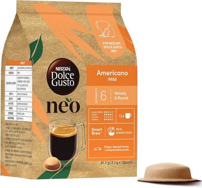 Nescafe Dolce Gusto Neo, Americano Light Blend, Coffee Pods 12ct, Paper Pods