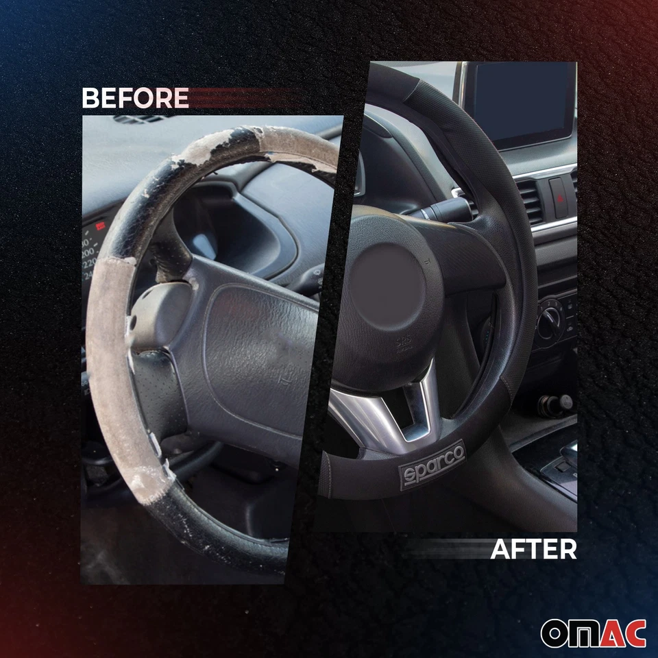 SPARCO Lenkradbezüge Lenkradschoner Lenkradschutz Schwarz Grau Gummi Suede - Bild 3 von 4