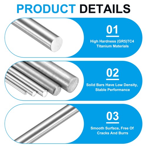 2 pcs 3mm Dia 254mm Length GR5 Metal Solid TC4 Titanium Round Bar[0.12 x 10IN] - Afbeelding 3 van 7