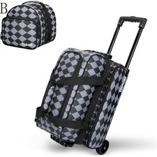 2 Ball Bowling Bag with Wheels  1 Ball Color Matching Add On Tote,Rolling B