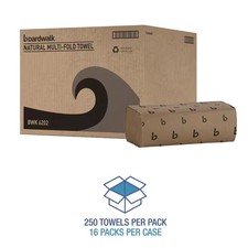 Multi-fold Paper Towels Natural 9 x 9 9/20 250 Sheets per Pack, 16 Packs