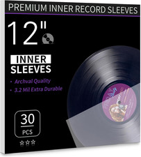 Vinyl Record Inner Sleeves, 30 anti Static 12" LP Vinyl Inner Sleeves, Premium P
