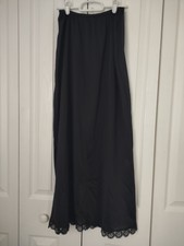 Vintage 70s Lorraine Women's Large L Lingerie Full Slip Black Lace Trim