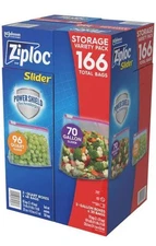 Ziploc Slider Storage Bags Variety Pack, Quart 96 ct., Gallon 70 ct.