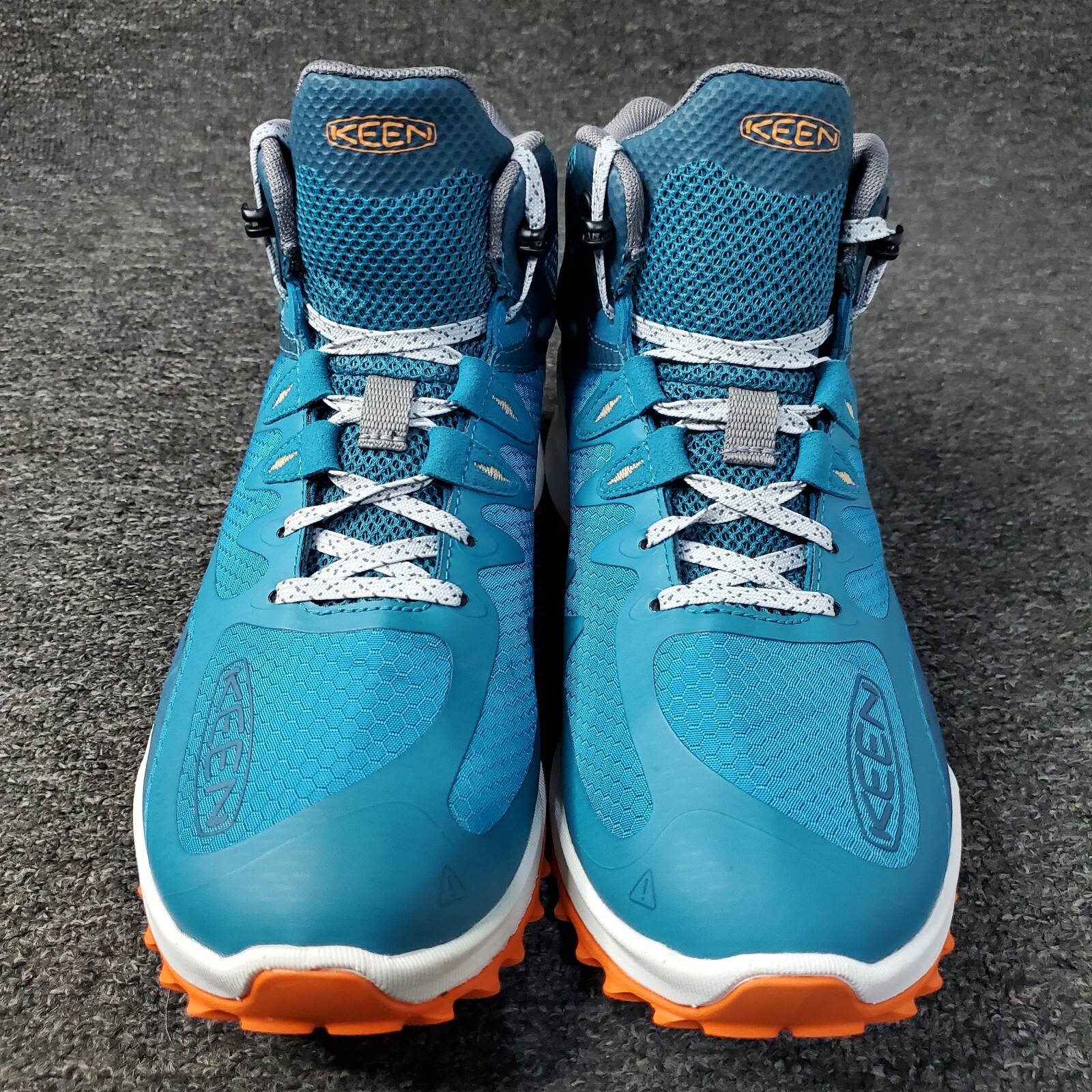 Scarpe Keen donna taglia 9 blu fiordo mandarino sionico metà stivali da trekking impermeabili