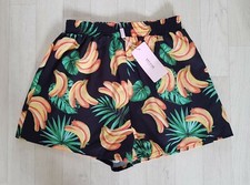 KATCH ME size 8 black BANANA PRINT SHORTS holiday HIGH WAISTED summer TROPICAL 
