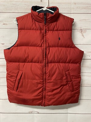 希少 80's Polo by Ralph Lauren down vest Vintage Polo Ralph Lauren Red Puffer Down Vest Men L Corduroy