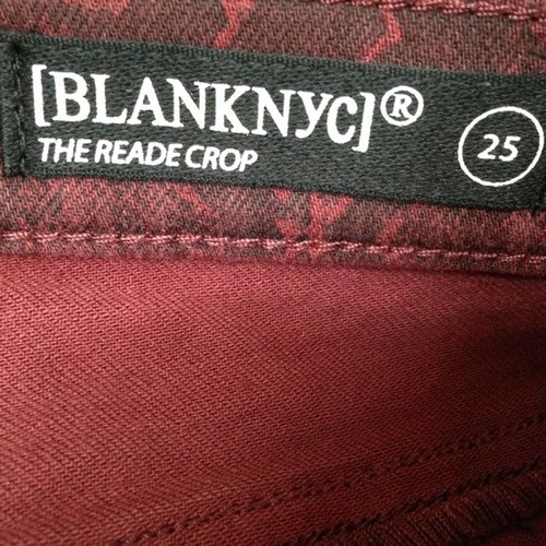 Blank NYC The Reade Crop Skinny Women's Wine Animal Snake Print Denim Jeans 25 - Picture 12 of 12