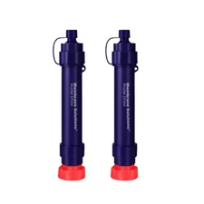Survival Emergency Water Purifier Straw,Water Filter Camping/Travel/Backpack，2pc