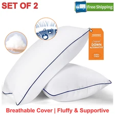 Bed Pillows Queen Size Set of 2, Hypoallergenic Cooling, For Sleeping, Hotel 