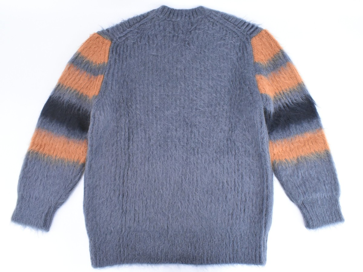 BURBERRY Striped Mohair Silk Sweater Gray Brown Black Men #XS
