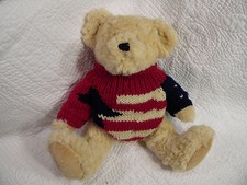 Brown Teddy Bear GRANT USA Patriotic Flag Sweater Plush,Excellent Conditon