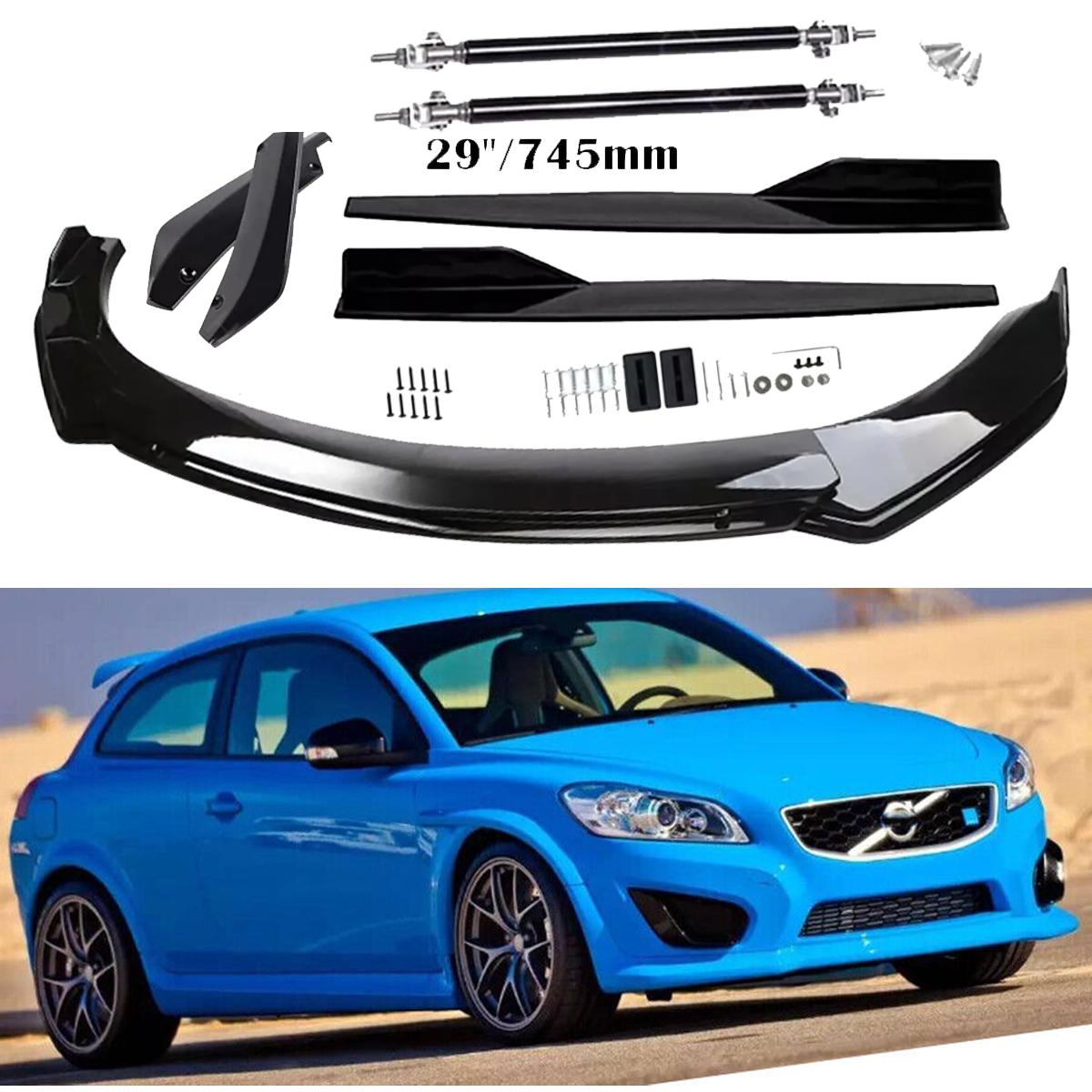 Volvo C30 C40 C70 Front Rear Bumper Lip Spoiler Splitter Side Skirt Body Kit