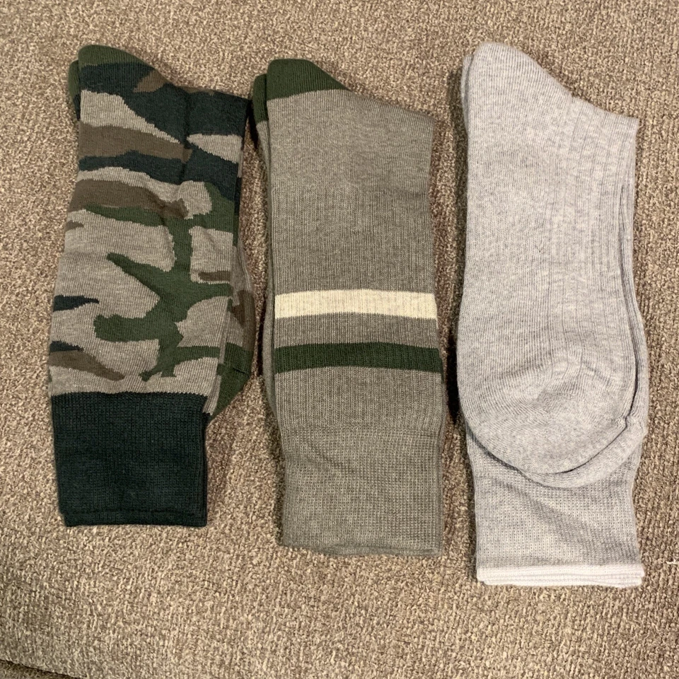 NEW Mens Store at Bloomingdale's Italian Cotton Socks 3 Pair Camo, green, grey - Image 3 of 4