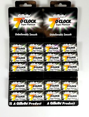 100 Gillette 7 O'Clock Super Platinum DE Double Edge Premium Safety Razor Blades