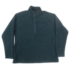 Eddie Bauer 1/4 Zip Sweatshirt Womens Large Green Fleece Casual Pullover Outdoor
