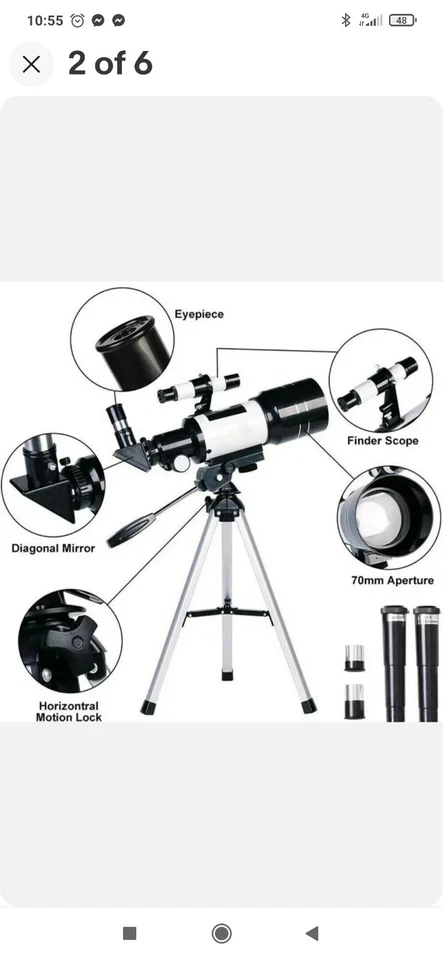 Outdoor Monocular Moon Astronomical Telescope F30070 With Tripod 150X Zoom HD - Image 2 of 4