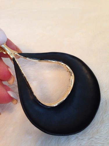 NEW ALEXIS BITTAR BLACK ENAMEL GOLDTONE LONG NECKLACE - 32" LONG - Picture 7 of 11