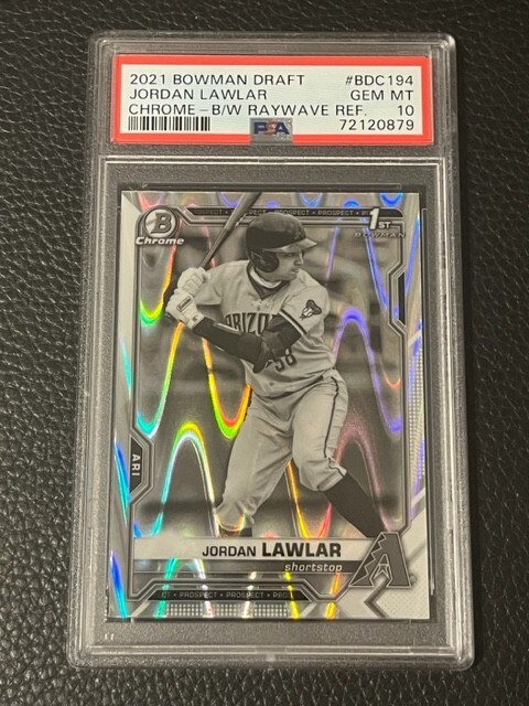 JORDAN LAWLAR 2021 Bowman Draft Chrome PSA 10 Raywave Black White Refractor qty