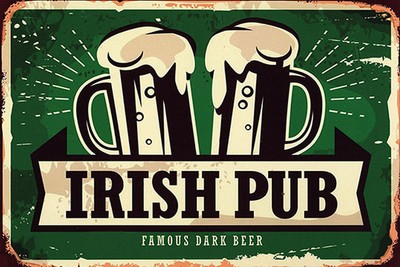 Ontrada Blechschild 12x18cm gewölbt Irish Pub famous dark beer Bier Schild
