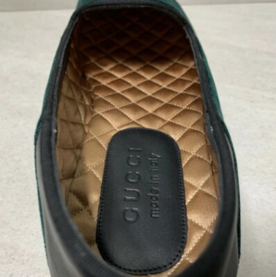 Gucci Green Wire Embroidered Velvet‎ Loafers Men\'s Size 11 Dark Green Authentic GUCCI GREEN EMBROIDERED VELVET LOAFERS - MEN main image 4