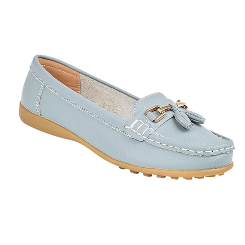 Boulevard Ladies Wide Loafers E + EEE Fit Smart Office Leather Saddle Shoes Girl - Picture 23 of 27