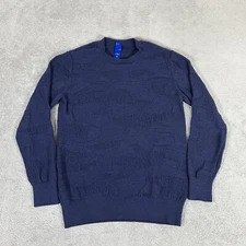 KIT ACE Sweater Mens Medium Merino Wool Pullover Blue Knit