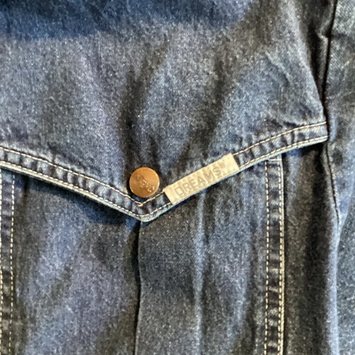 Vtg DREAMS Denim Dress Western M Snap Front Cottage Midi Retro 80s Pockets - Picture 7 of 12