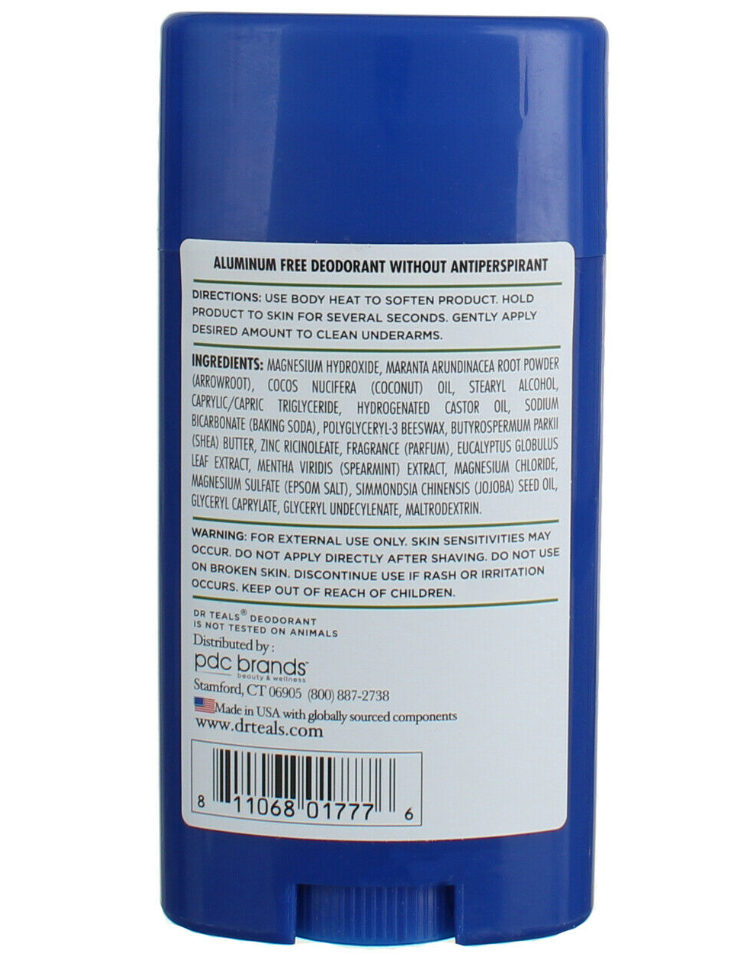 Dr Teal's Aluminum Free Deodorant Eucalyptus 2.65 oz eBay
