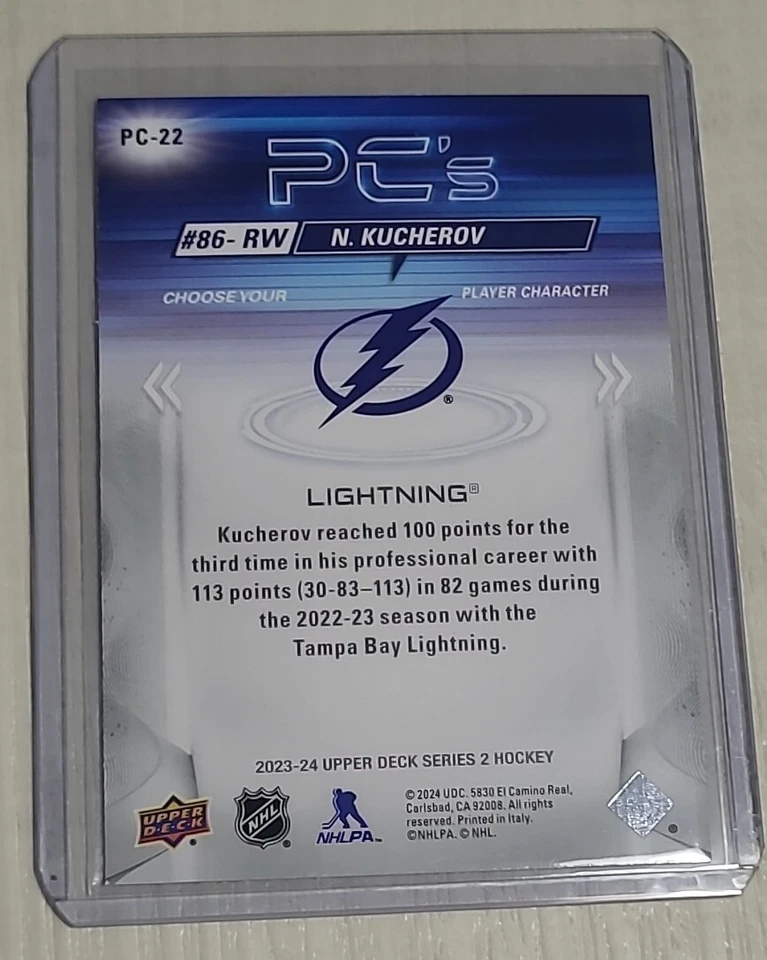 Nikita Kucherov 2023-24 Upper Deck Series 2 Hockey #PC-22 PC's Player Character - Image 2 of 2