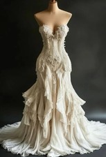 Historic Medieval Evening Dress Vintage Ball Lace Satin Applique Corset Lace-up